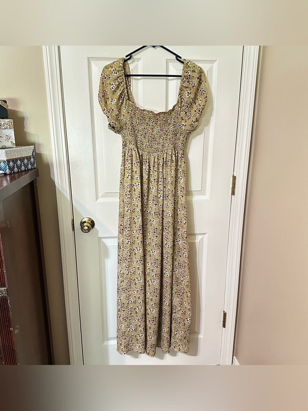 Smocked Puff Sleeve Floral Maxi Dress